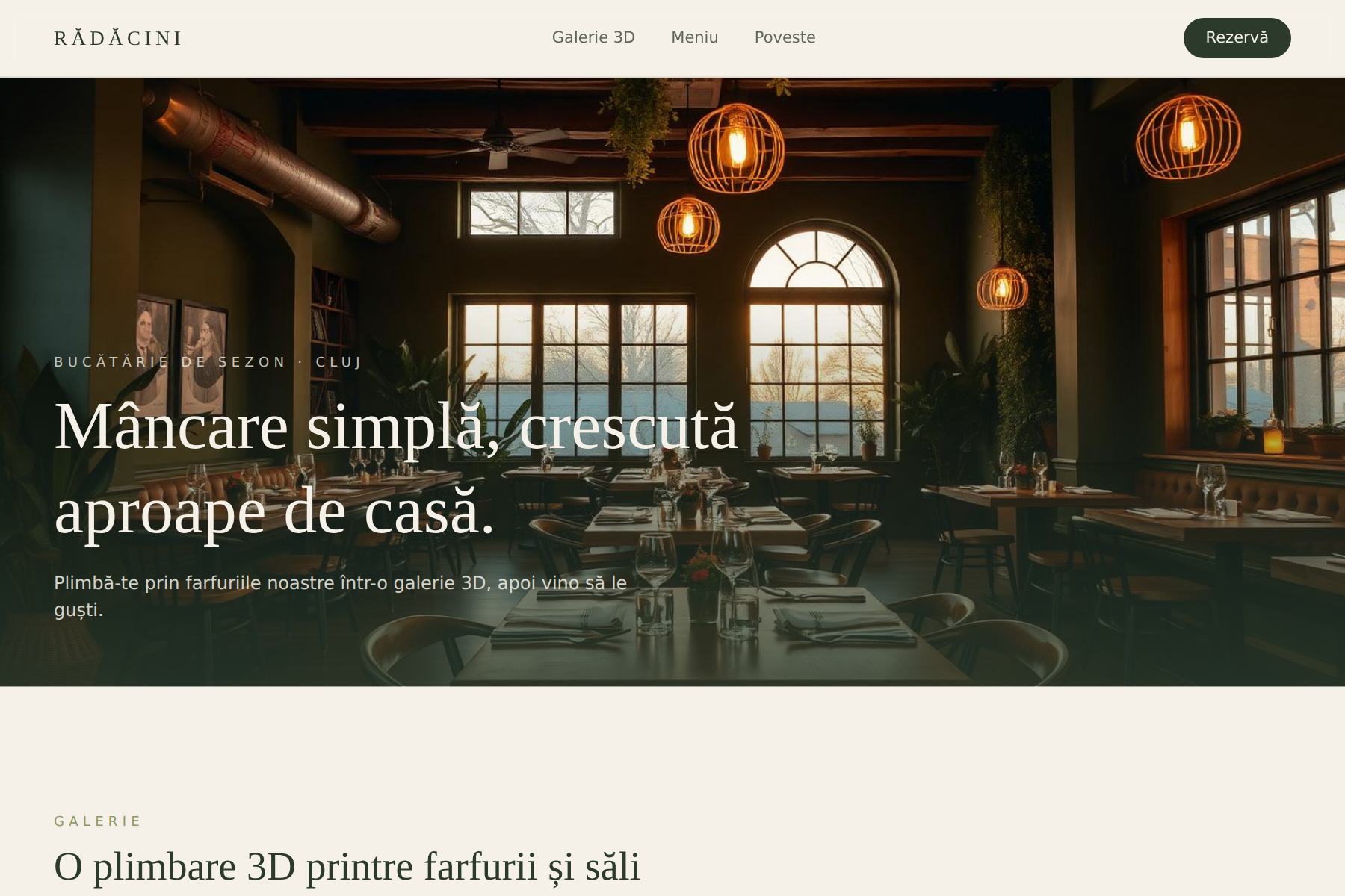 Homepage Rădăcini, restaurant cu galerie 3D